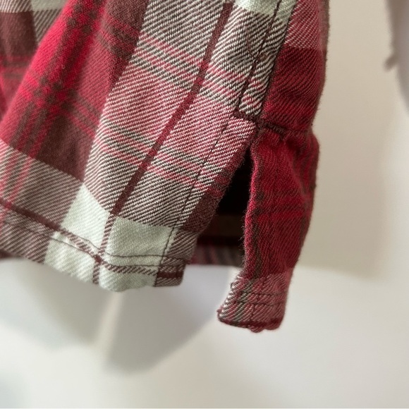Duluth Trading Co Red Plaid Flannel Popover Long Sleeve Button Tunic Size Small - Picture 5 of 7